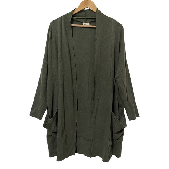 Pact Sweaters - Pact Organic Cotton Airplane Long Cardigan Size M/L Green Loungewear Travel